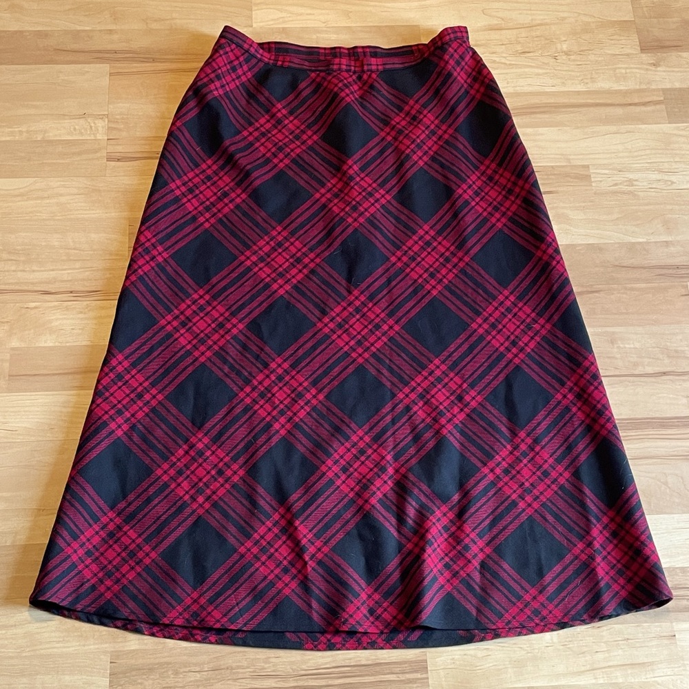 Long Red/Black Plaid Skirt